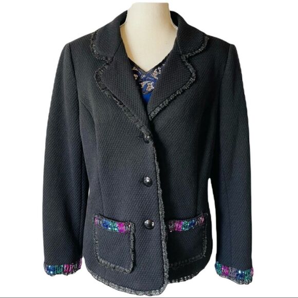 Laura Ashley Lace Trim & Sequin Design Blazer MEDIUM - Picture 3 of 14